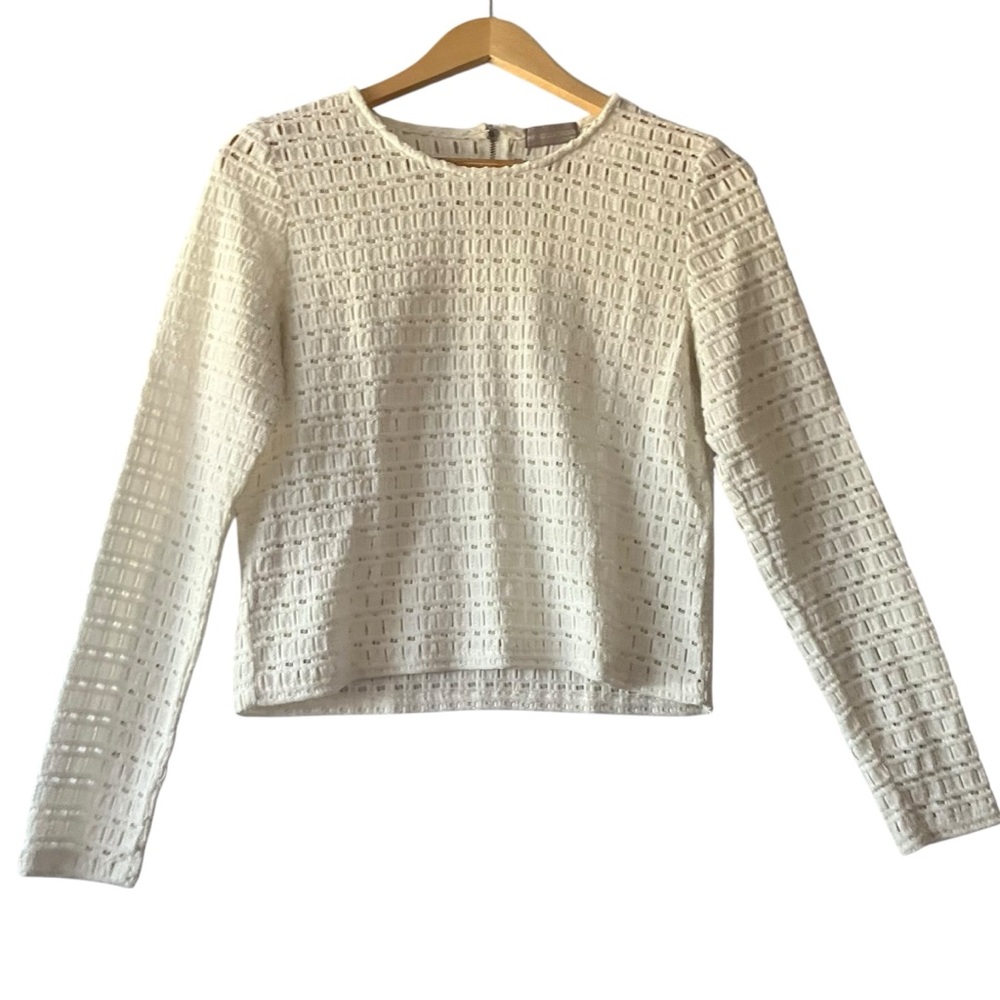 Evolution By Cyrus Chic Cream Textured‎ Cut Out Women's Sz S Blouse Neutral